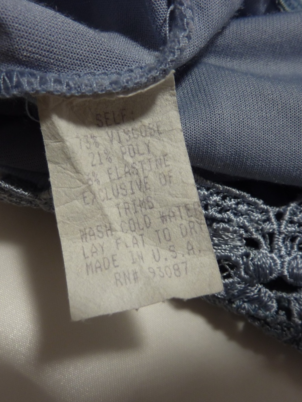 Claire Pettibone Lacy Floral VELOUR Camisole Only BLUE  Size S  Vintage - Picture 6 of 6